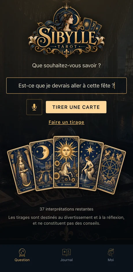 The French world, Sibylle, showing its question screen