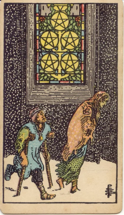 Five of Pentacles — The 1909 London Deck