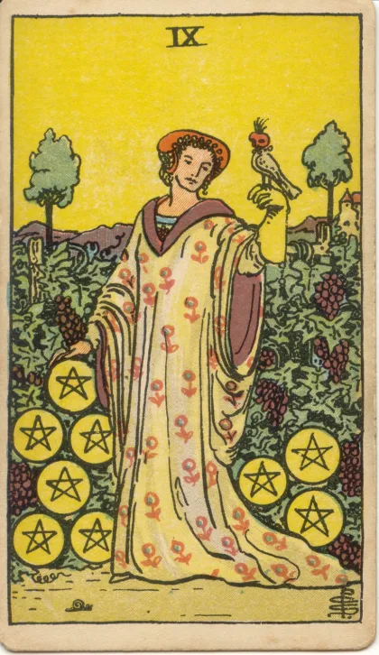 Nine of Pentacles — The 1909 London Deck