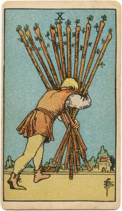Ten of Wands — The 1909 London Deck